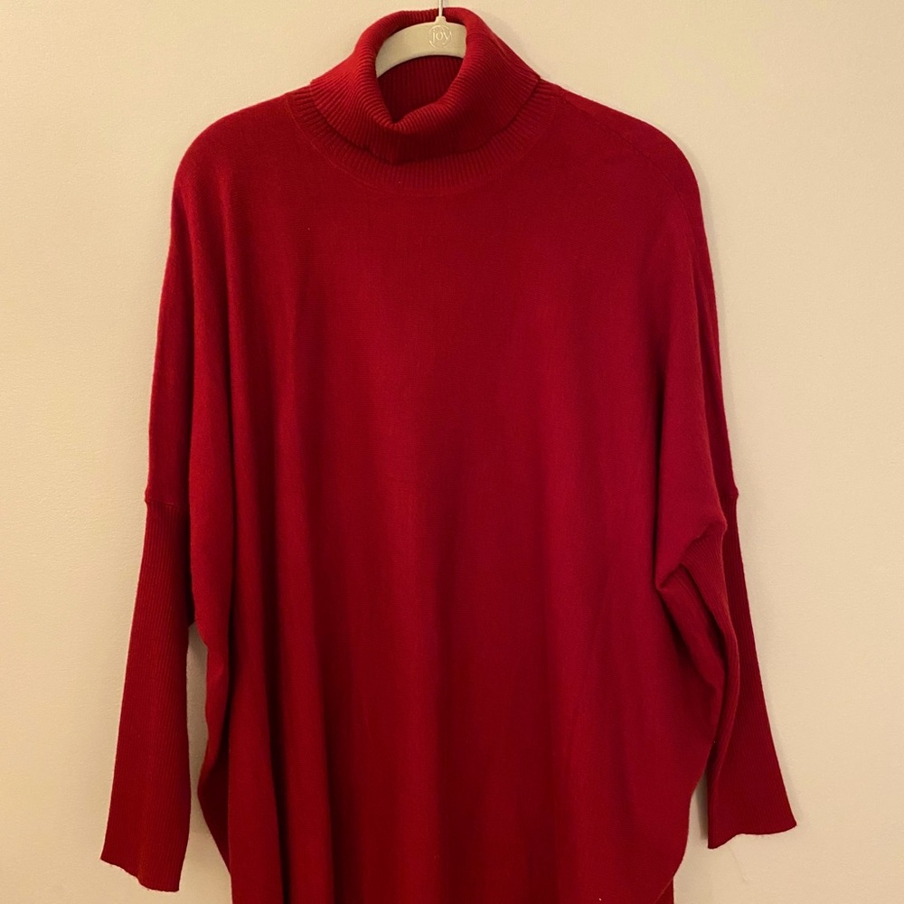 Cherry Red Turtleneck Sweater